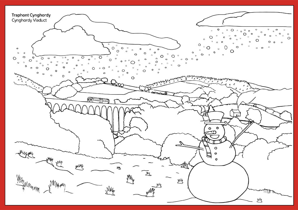 Snowman at Cyngordy Viaduct